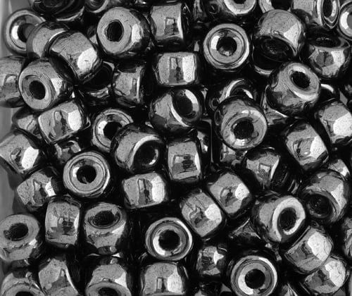 6mm Preciosa Glass Mini Crow Beads - Gunmetal Metallic Grey (500pcs) 6/0 Pony Beads