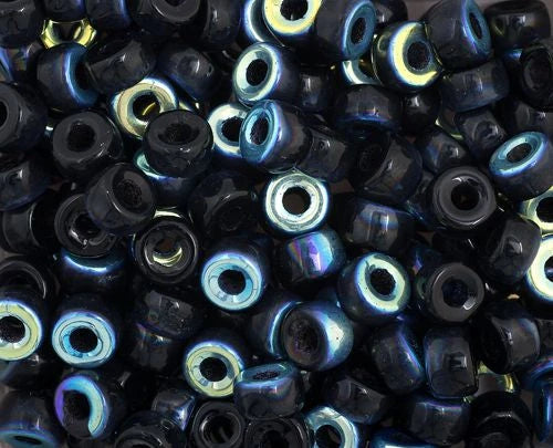6mm Preciosa Glass Mini Crow Beads - Opaque Black AB (500pcs) 6/0 Pony Beads