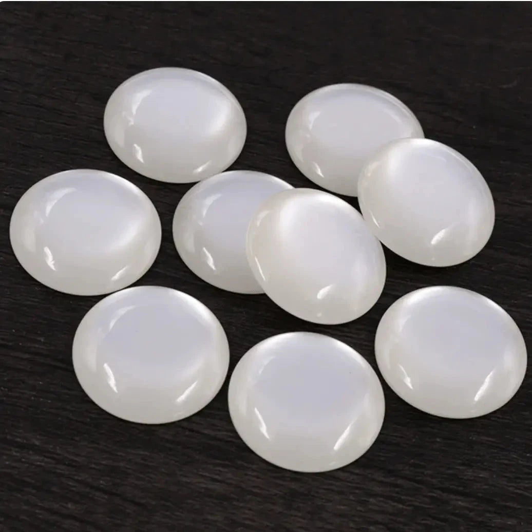 12mm White "Cat Eye" Reflective Rivoli, Glue on, Resin Gem (Sold in Pair) Resin Gems