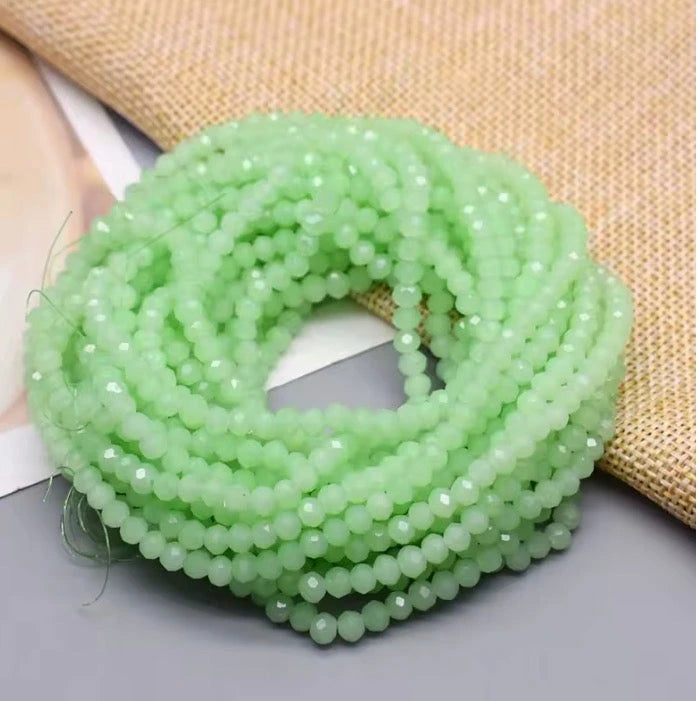 3*4mm Mint Green Opal Glass Rondelle Beads (~8 Inch Strand) Sundaylace Creations & Bling