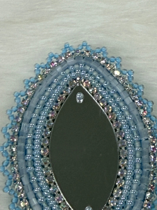 2" Light Blue Navette Beadwork Pair, Beaded Earring, Beadwork sold by Sundaylace Creations Beadwork