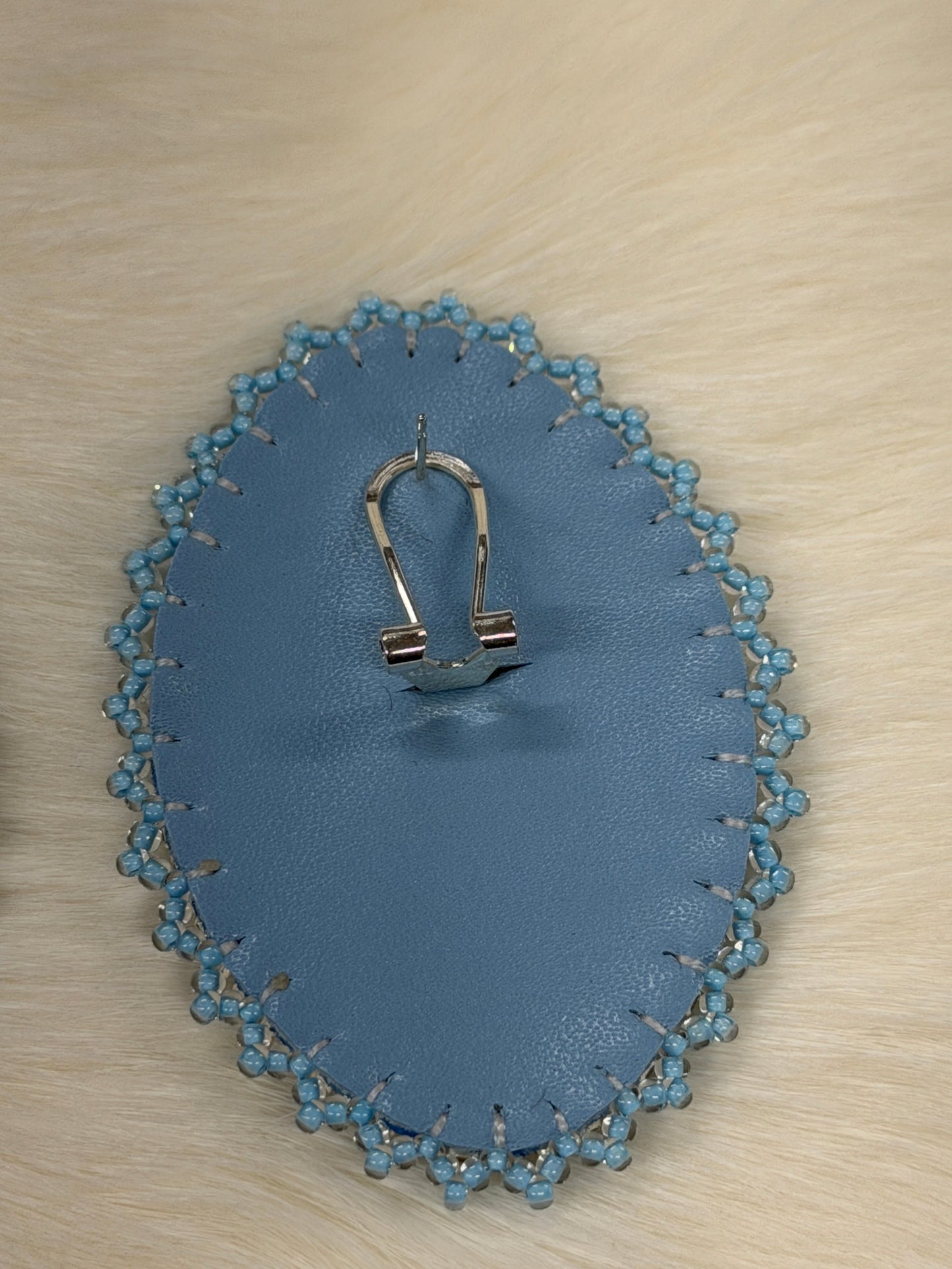 2" Light Blue Navette Beadwork Pair, Beaded Earring, Beadwork sold by Sundaylace Creations Beadwork