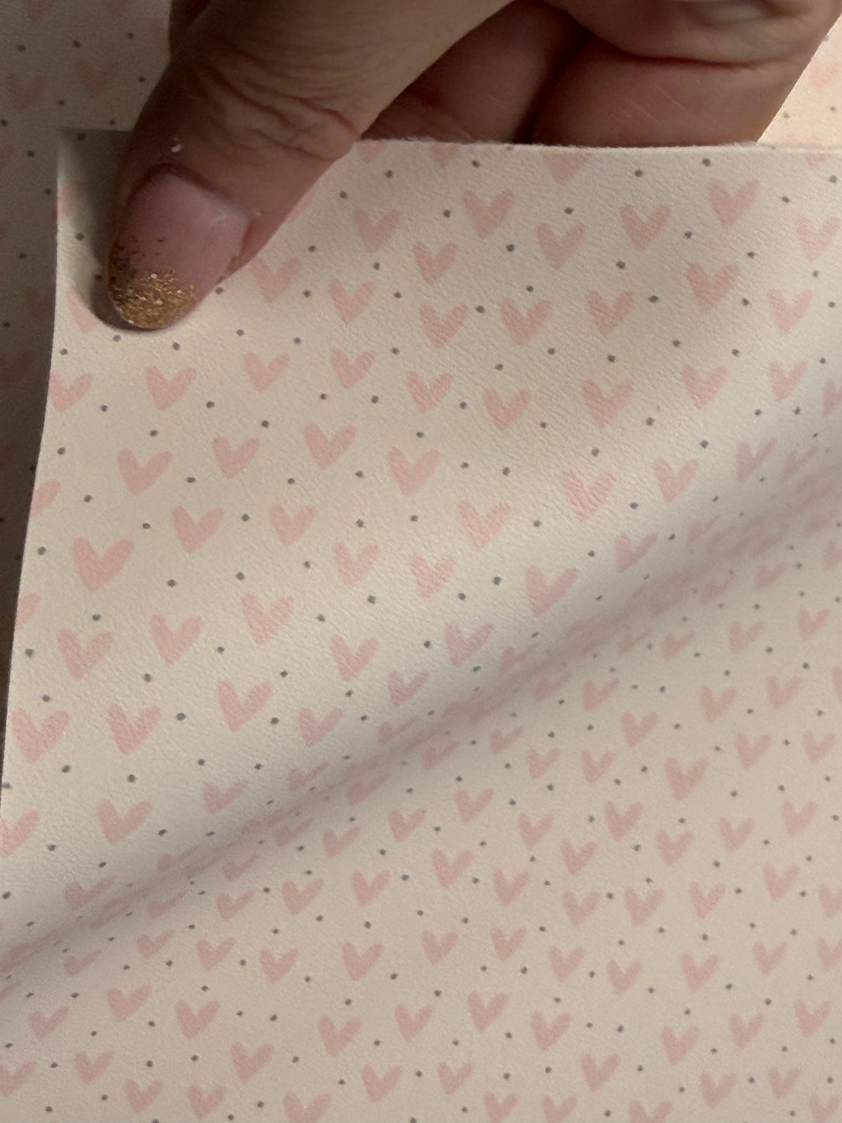20*30cm Baby Pink Hearts dots on Pink Smooth Leatherette Sheet Leatherette