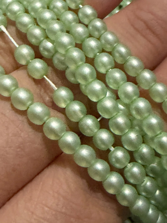4mm Mint Light Green GLASS PEARL Round Sundaylace Creations & Bling
