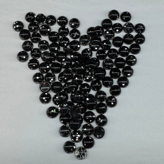 8mm Black Glitter Resin Gem (Sold in Pair) Resin Gems