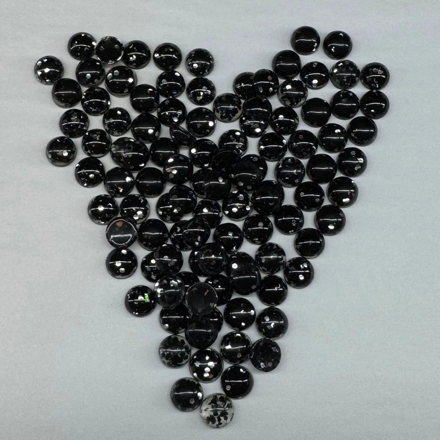 8mm Black Glitter Resin Gem (Sold in Pair) Resin Gems