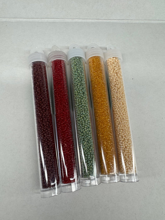 "Autumn Glow" 5 x Size 11/0 Miyuki Seed Beads, 22g, Promotions 11/0 Japanese Seed Beads