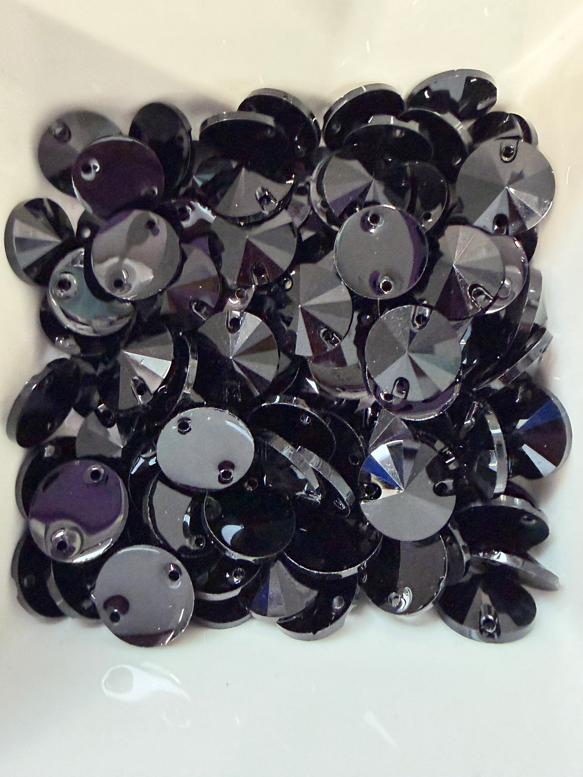 10mm Black Pointed Top Rivoli, Sew on, Black Resin Gem (Sold in Pair) Resin Gems