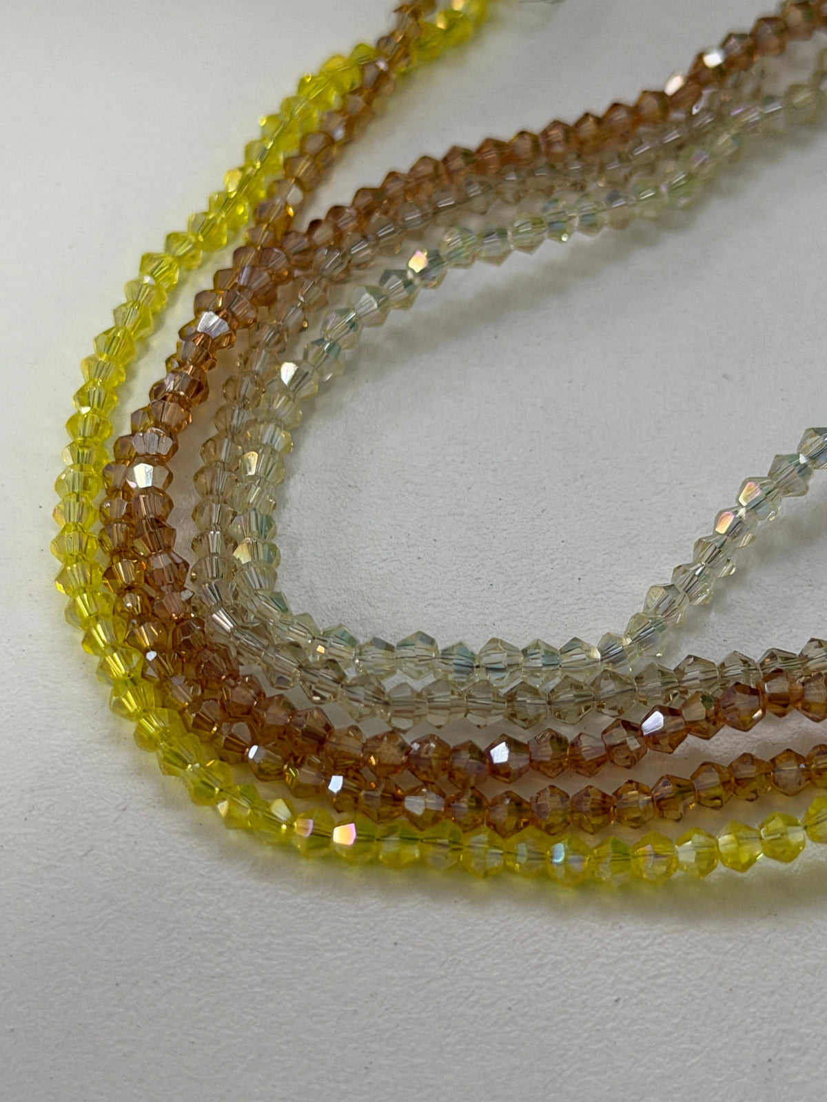 3mm Pale Yellow Topaz Transparent Mix, Bicone Glass Beads (5 Strands) PROMO BUNDLE Bicone/Rondelle