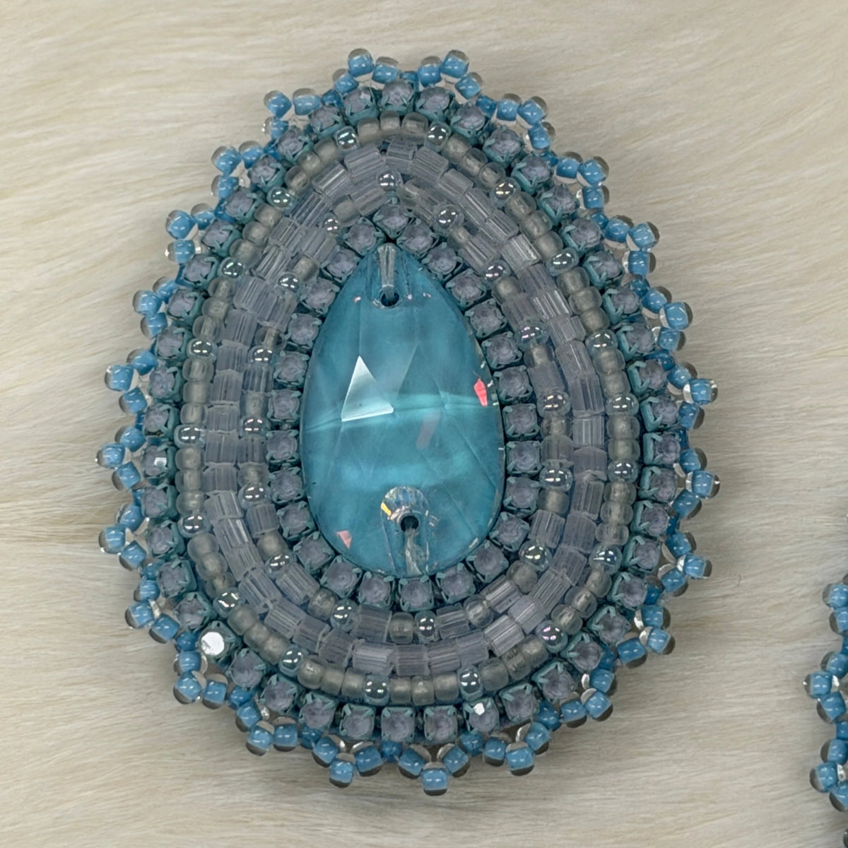 1.75" Light Blue Teardrop Beadwork Pair, Beaded Earring, Beadwork sold by Sundaylace Creations Beadwork