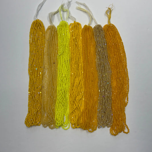 "Sunshine ☀️ Yellow" 7 x Charlotte 10g Hank Set, Promotions India Sheen Charlotte Cut Seedbeads