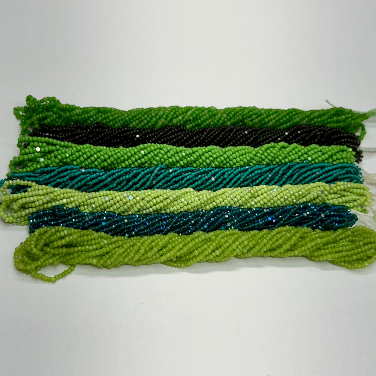 "Forest Spirit Green" 7 x 11/0 Charlotte Seedbeads Hank, Bundle Promotions India Sheen Charlotte Cut Seedbeads