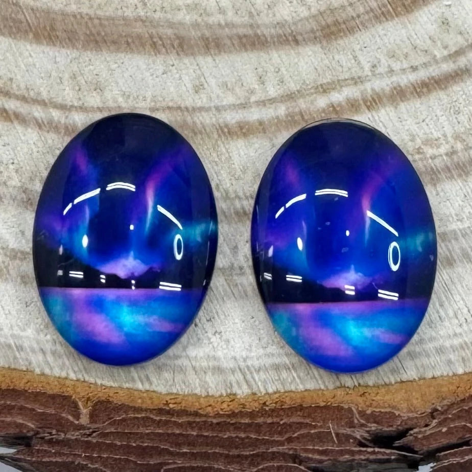 25*18mm Dark Purple/Pink Aurora Borealis Oval Acrylic Oval, Glue On, Resin Gem Sundaylace Creations & Bling
