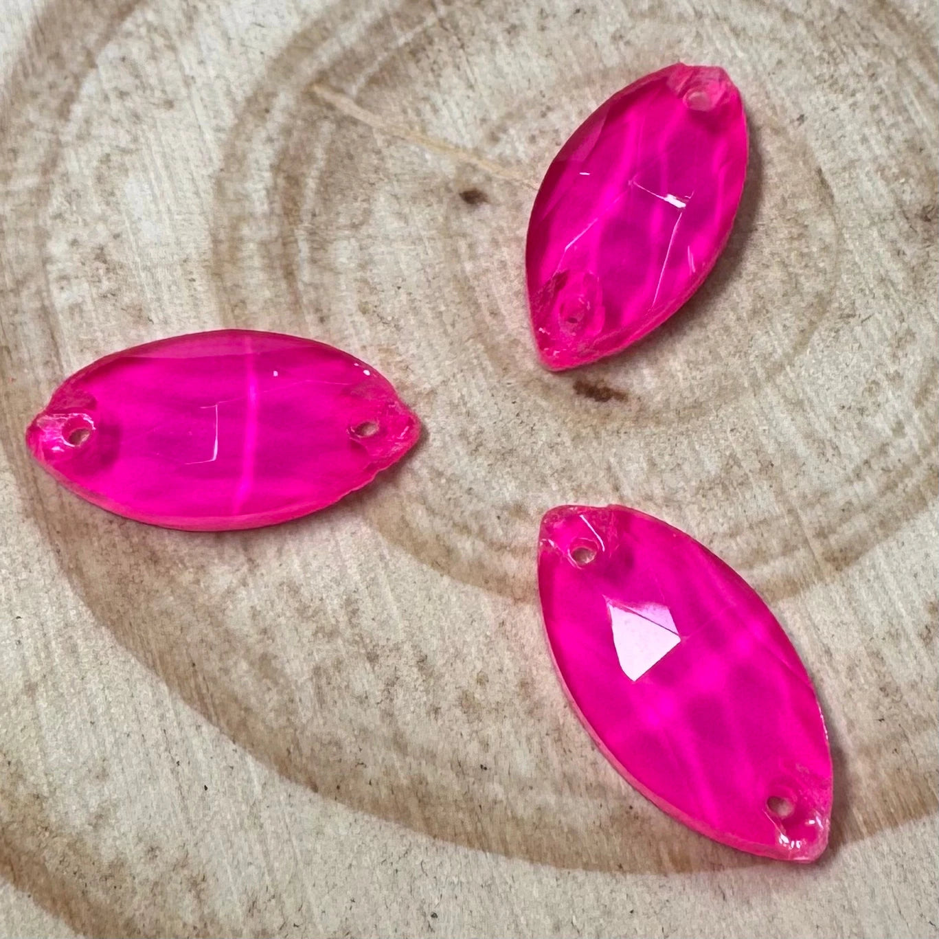 9*18mm Hot Pink Navette, Glass Gems, (Sold in Pair) Sundaylace Creations & Bling