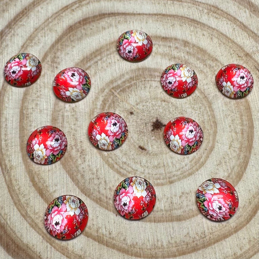 12mm Cottage Bloom, Glue on, Resin Gems (Sold in Pairs) Resin Gems