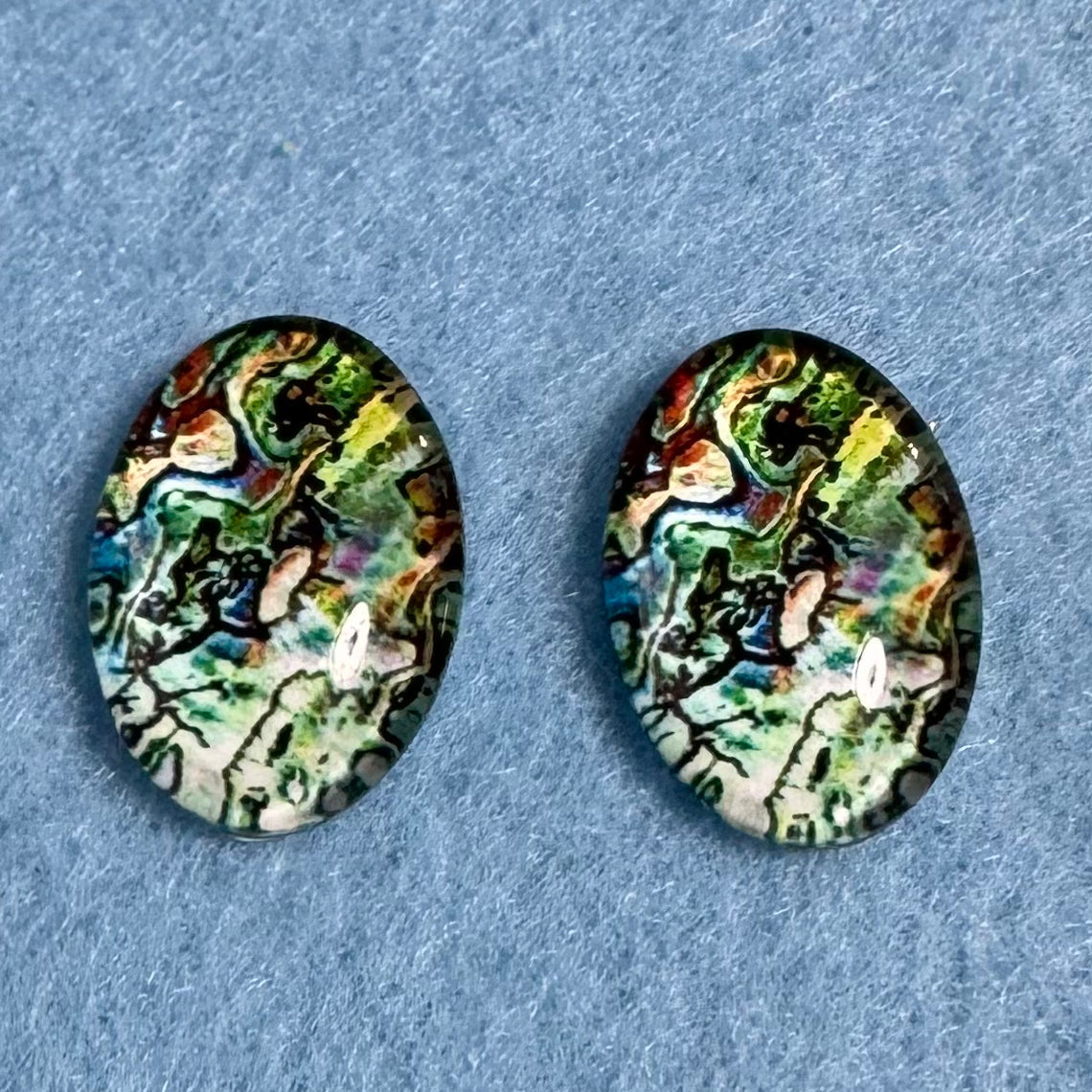 13*18mm Imitation Seashell Abalone Oval Paua Texture (Variant), Glue On, Resin Gems (Sold in Pair) template Resin Gems