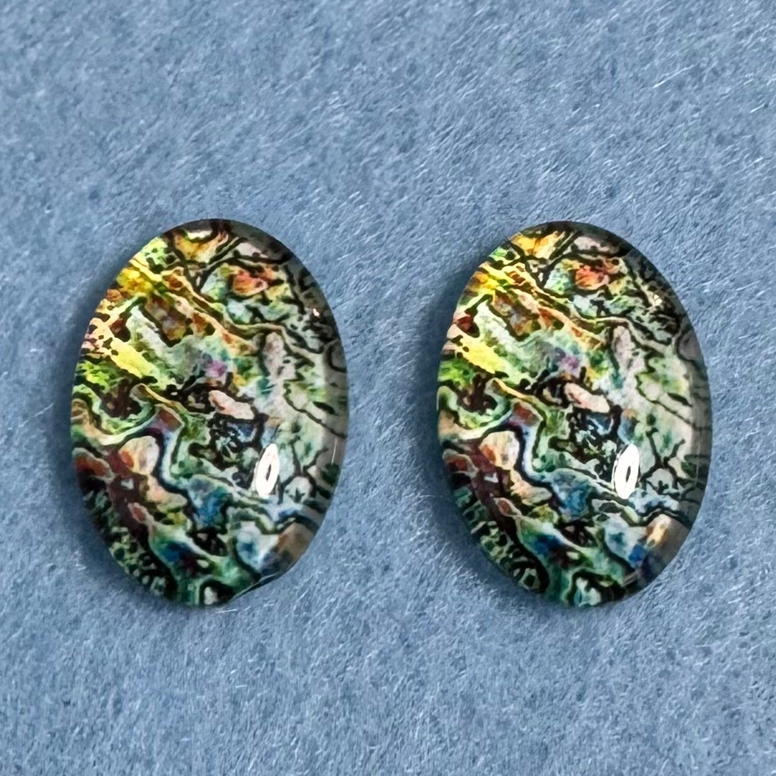 13*18mm Imitation Seashell Abalone Oval Paua Texture (Variant), Glue On, Resin Gems (Sold in Pair) template Resin Gems