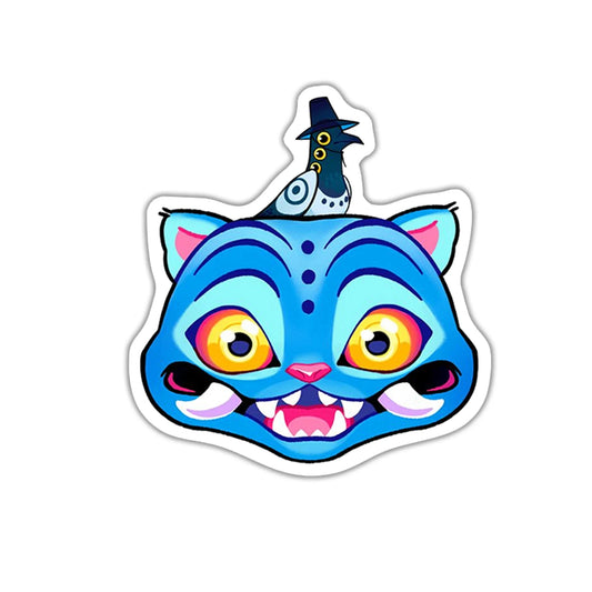 32mm Glitter Kpop Demon Blue Cat Acrylic, Glue on, Resin Gem (Sold In Pair) Resin Gems