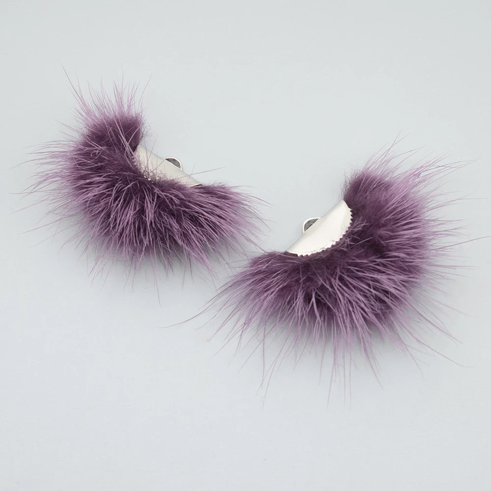 40mm Purple Mix Real Mink Fur SILVER Tassel, Earring Finding, (10 piece) Sundaylace Creations & Bling