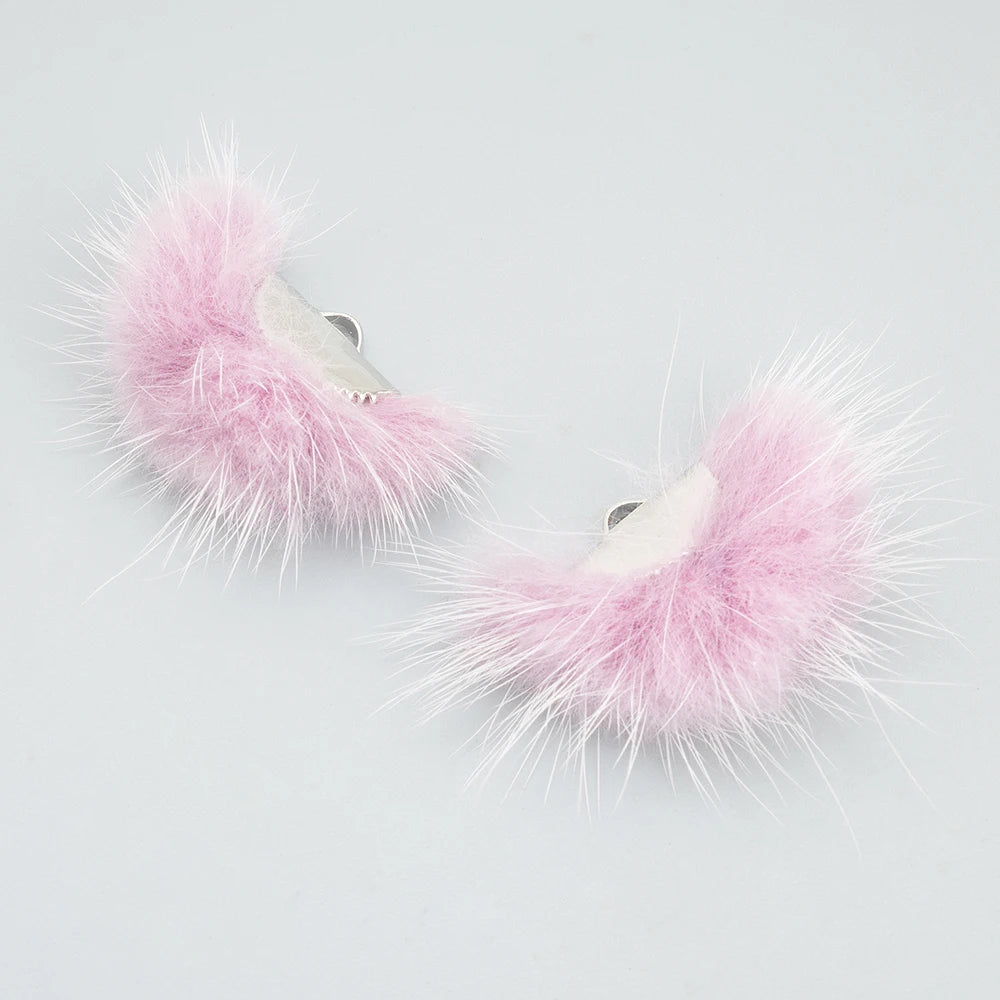 40mm Lilac Purple Real Mink Fur SILVER Tassel, Earring Finding, (10 piece) Sundaylace Creations & Bling