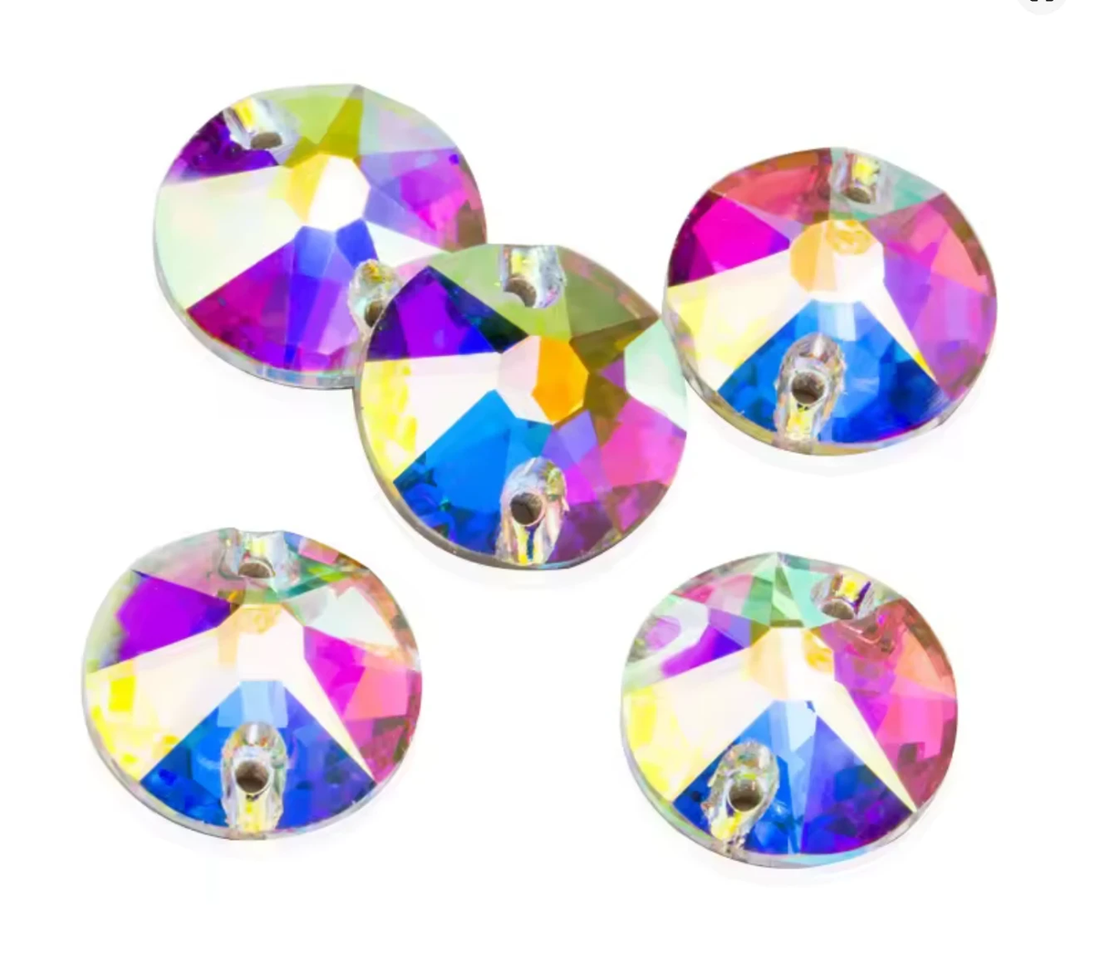 10mm AB Burst Flat Top Rivoli, High Quality Strass, Sew on, Fancy Glass Gem (Sold in Pair) Fancy Glass Gems