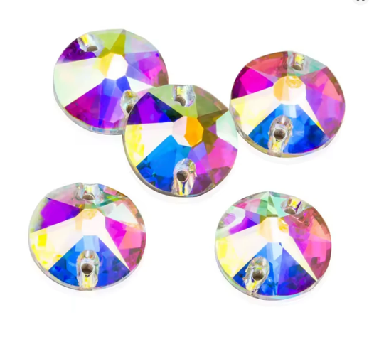10mm AB Burst Flat Top Rivoli, High Quality Strass, Sew on, Fancy Glass Gem (Sold in Pair) Fancy Glass Gems