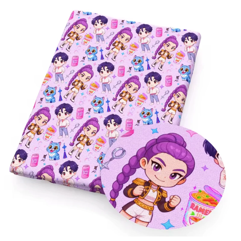 20*30cm Pink Purple Rumi Huntrix Kpop Printed Faux Finish, Leatherette Sheet Leatherette