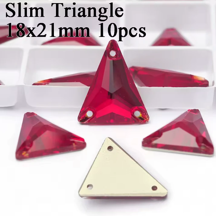18*21mm Siam Long Arrow Triangle, Sew on, Fancy Glass Gems (Sold in Pair) Glass Gems