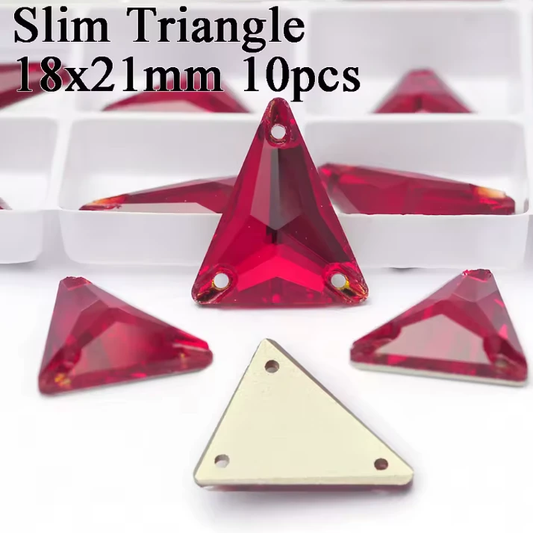 18*21mm Siam Long Arrow Triangle, Sew on, Fancy Glass Gems (Sold in Pair) Glass Gems