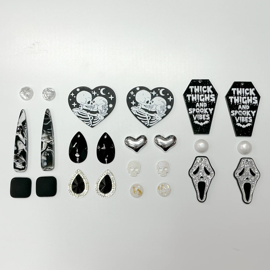 “Midnight Lux” Black (12 Pairs) Resin Gem Set, Promotions Sundaylace Creations & Bling