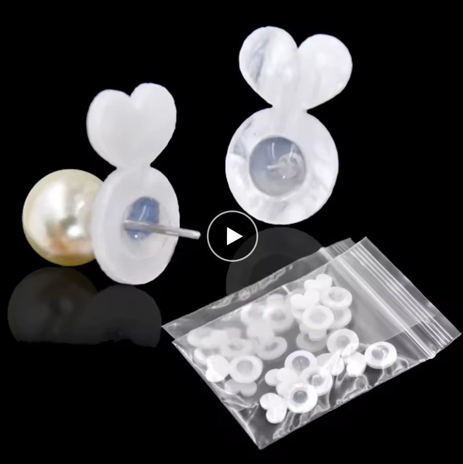 10*16mm Heart Rubber Earring Support Backings Stopper for Droopy or Sensitive ears, 20 pcs Basics Sundaylace Creations & Bling