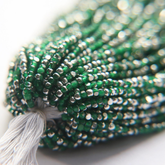 11/0 Charlotte Cut Seed Bead - Patina Opal Green Silver, 10g India Sheen Charlotte Cut Seedbeads