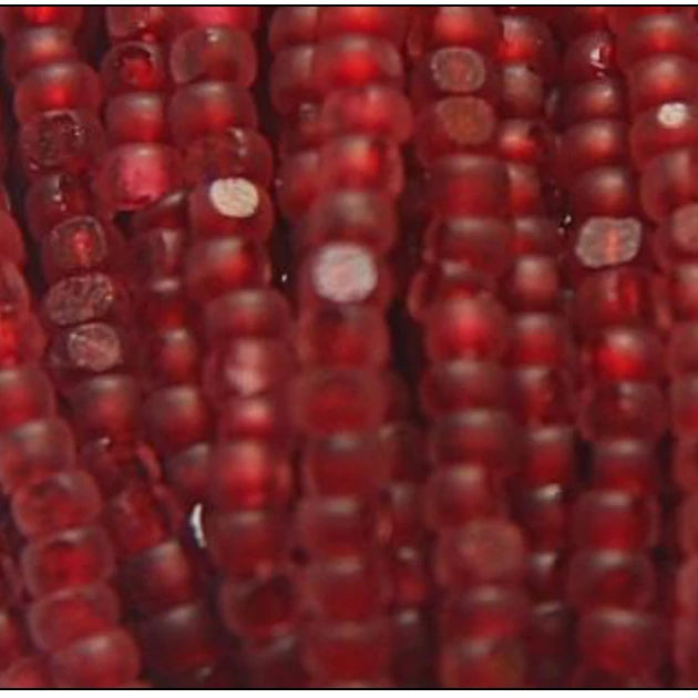 13/0 Charlotte Cut Seed Bead -Crystal Matt Ruby Lined 10g India Sheen Charlotte Cut Seedbeads