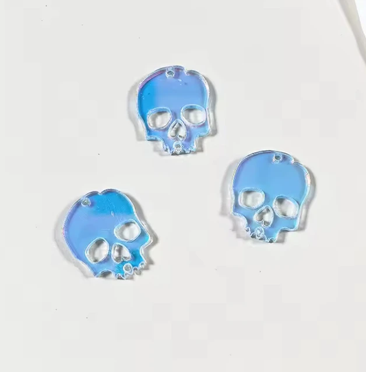 18*21mm AB Clear Skull Colour Shape Acrylic, Glue on, Resin Gem (Sold In Pair) Resin Gems