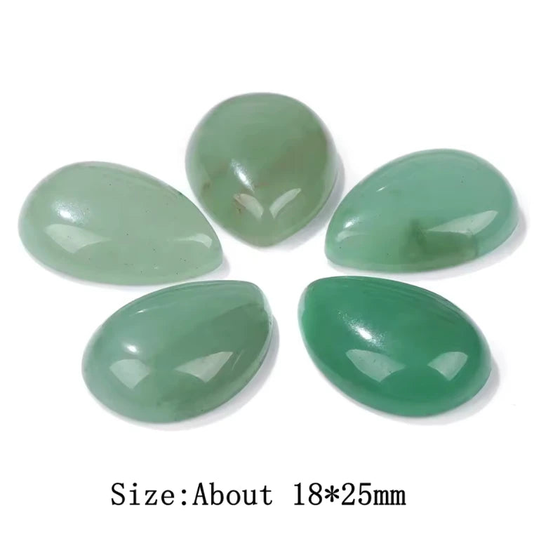 18*20mm Aventurine Green Teardrop, Precious Natural Stone Quartz, Glue on, Stone Gem (Sold in Pair) Sundaylace Creations & Bling