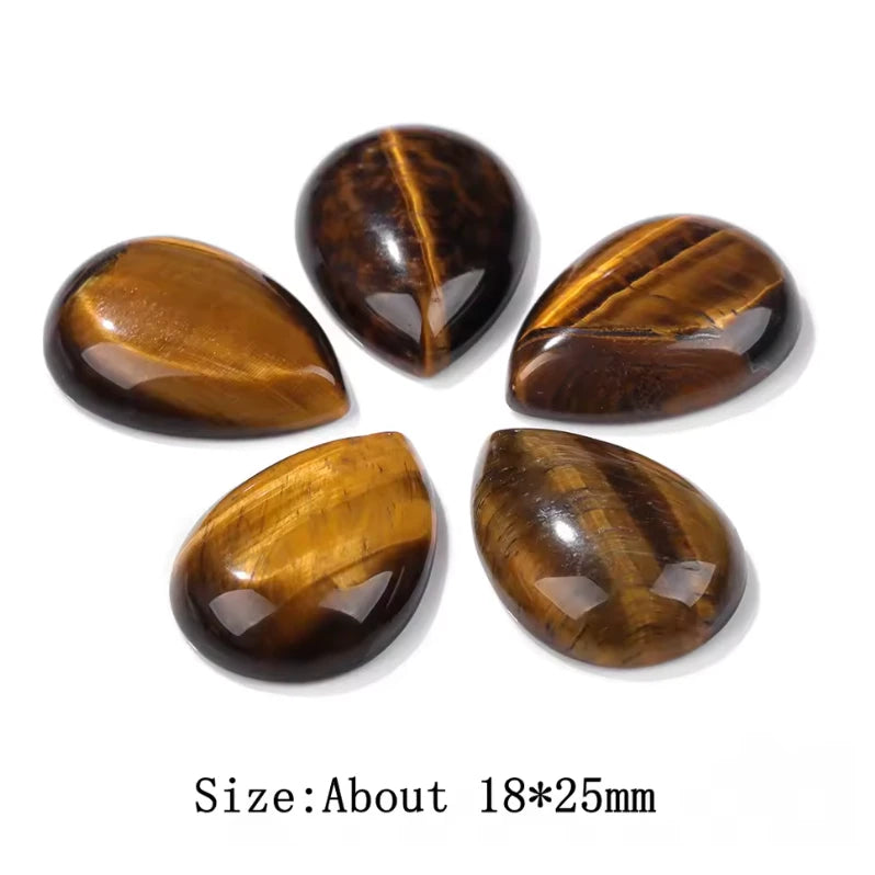 18*20mm Tiger Eye Brown Teardrop, Precious Natural Stone Quartz, Glue on, Stone Gem (Sold in Pair) Sundaylace Creations & Bling
