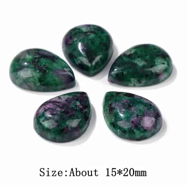 15*20mm Zoisite Green/Purple Teardrop, Precious Natural Stone Quartz, Glue on, Stone Gem (Sold in Pair) Sundaylace Creations & Bling