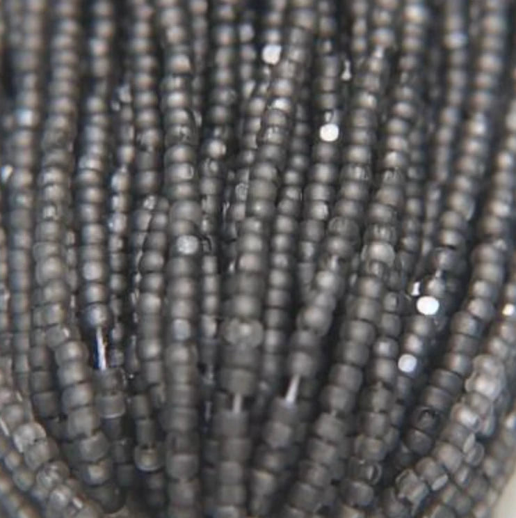 11/0 Charlotte Cut Seed Bead - CHARCOAL GRAY MATTE Pearl Lining 10g India Sheen Charlotte Cut Seedbeads
