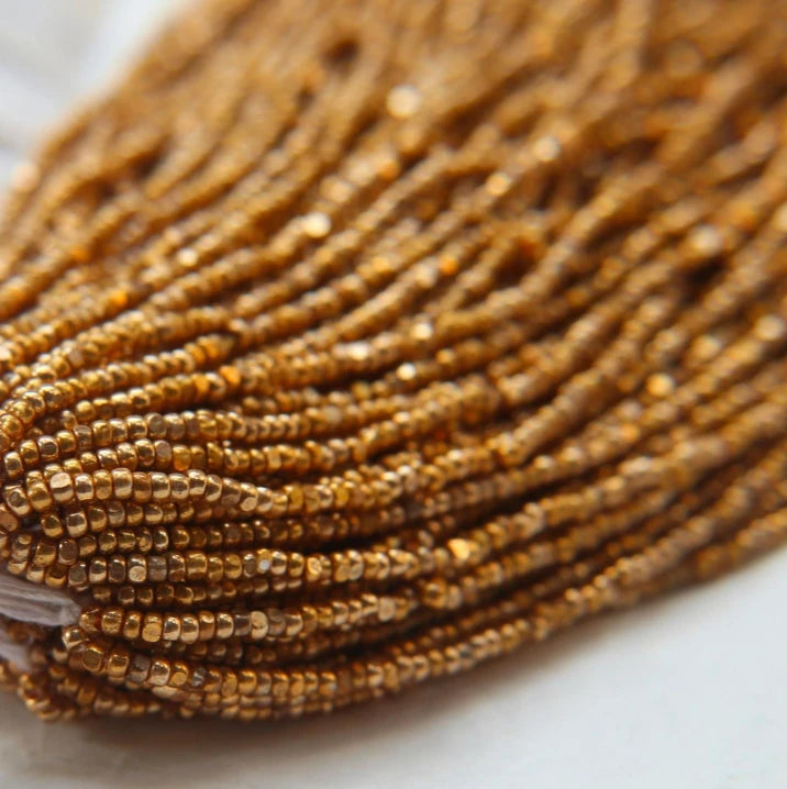 11/0 Charlotte Cut Seed Bead - Metallic Dark Gold 10g India Sheen Charlotte Cut Seedbeads