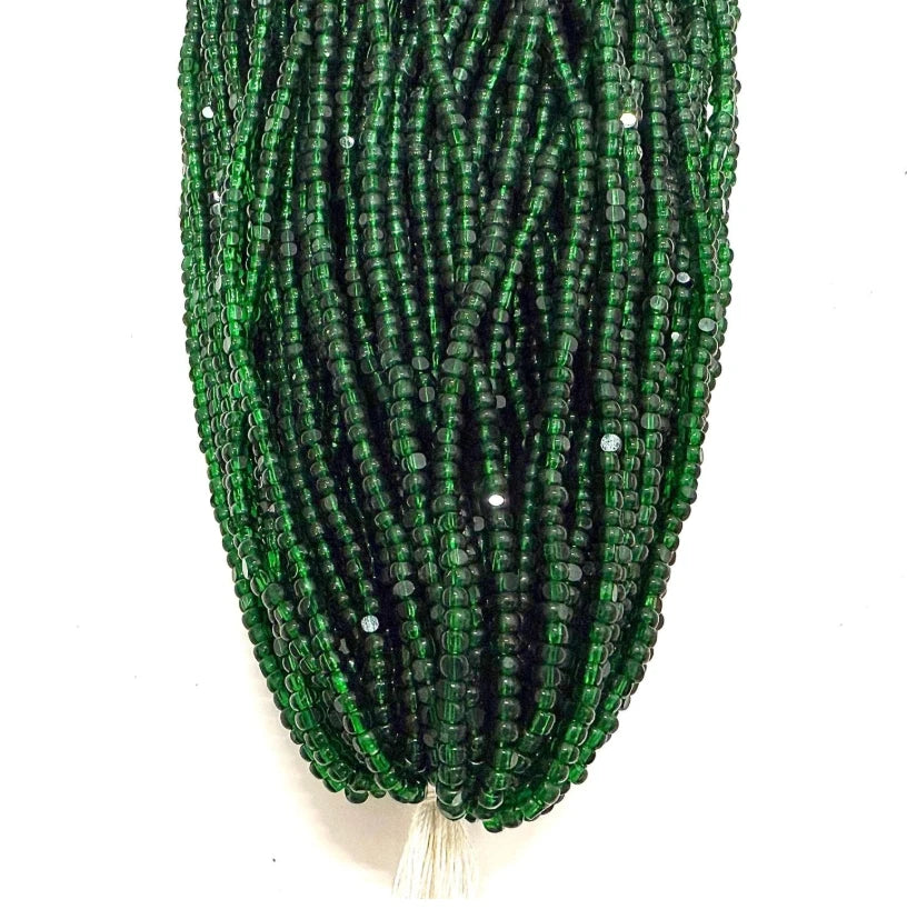 11/0 Charlotte Cut Seed Bead - Deep Green Transparent (10g) India Sheen Charlotte Cut Seedbeads