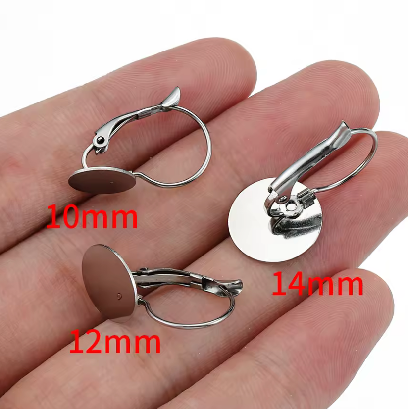 20mm Stainless Steel French Earrings Base Lever Back, Findings Studs (Sold in 5 Pair) Sundaylace Creations & Bling