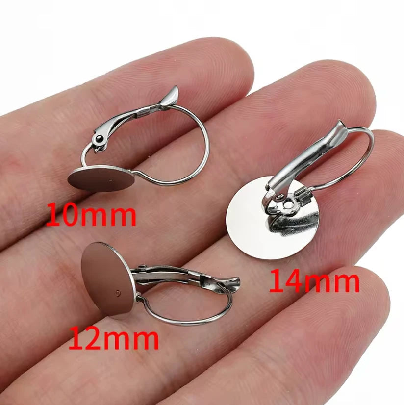 20mm Stainless Steel French Earrings Base Lever Back, Findings Studs (Sold in 5 Pair) Sundaylace Creations & Bling