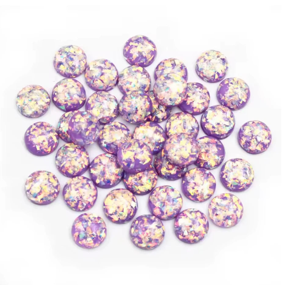 12mm Metallic Purple Round Rivoli Glue on, Fancy Glass Resin Gem (Sold in Pair) Fancy Glass Gems