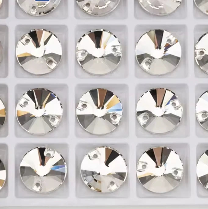 8mm Clear Pointed Rivoli, Sew on, Fancy Glass Gem *New* (Sold in Pair) Fancy Glass Gems