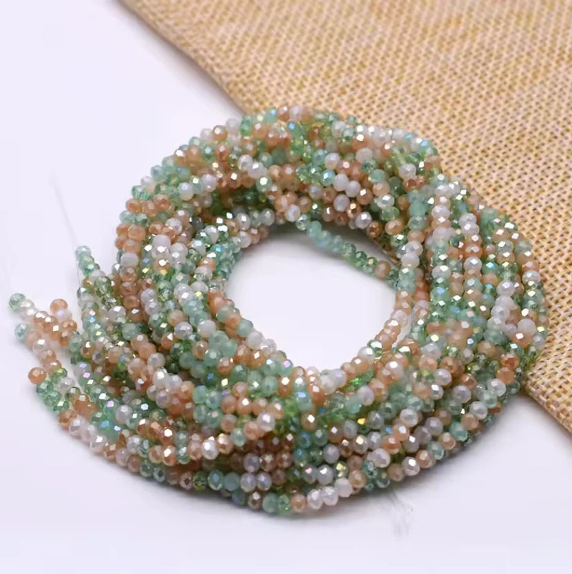 2*3mm "Sage Ivory Mix" Faceted Rondelle Beads 160 pcs Sundaylace Creations & Bling