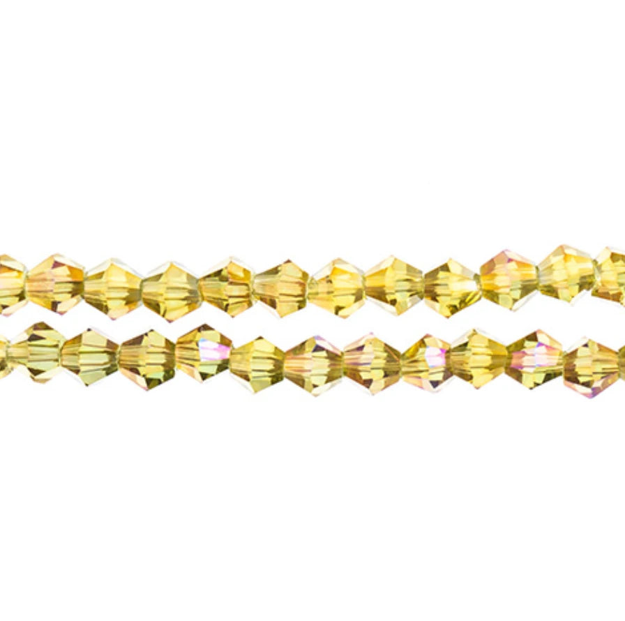 4mm Transparent Light Amber with Purple Luster, Crystal Lane Bicone (96pc) 2 x 7inch Strand Crystal Lane