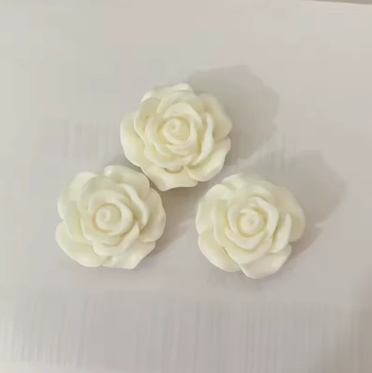 20mm Ivory Matte Vintage Rose Resin Gem (Sold in Pairs) Sundaylace Creations & Bling