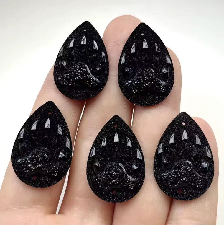 25mm Black Bear Claw Teardrop, Sew on, Resin Gems (Sold in Pair) Resin Gems