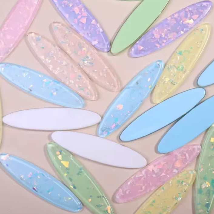 17*67mm Mint Green AB Foil OVAL, Glue on, Resin Gem (Sold in Pair) Resin Gems