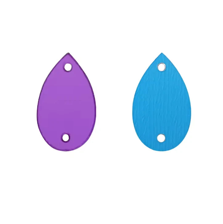 17*28mm Purple Reflective Mirror, Teardrop Shaped, Sew on, Mirror Gem, (Sold in Pair) Resin Gems
